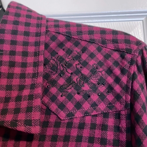 Bit & Bridle woman’s 100% cotton western pearl snap shirt size 1X - Picture 3 of 8